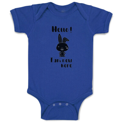 Baby Bodysuit Hello I Am New Here Rabbit Style A Cotton Boy & Girl Baby Clothes