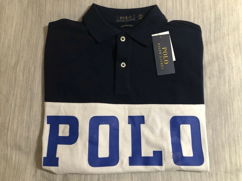 *NEU: Polo by Ralph Lauren Custom Slim Fit Panel Logo Polo-Shirt, navy, Gr. XL * - Bild 4 von 4