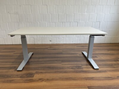 Sitz-Steh-Schreibtisch LiftUp weiß grau 160x80cm ohne Strom