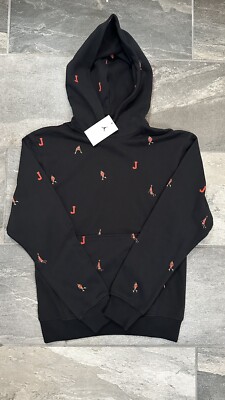 New Nike Jordan Hoodie Black Graphic Sweatshirt Jumpman Mens Size XS DC9707-010