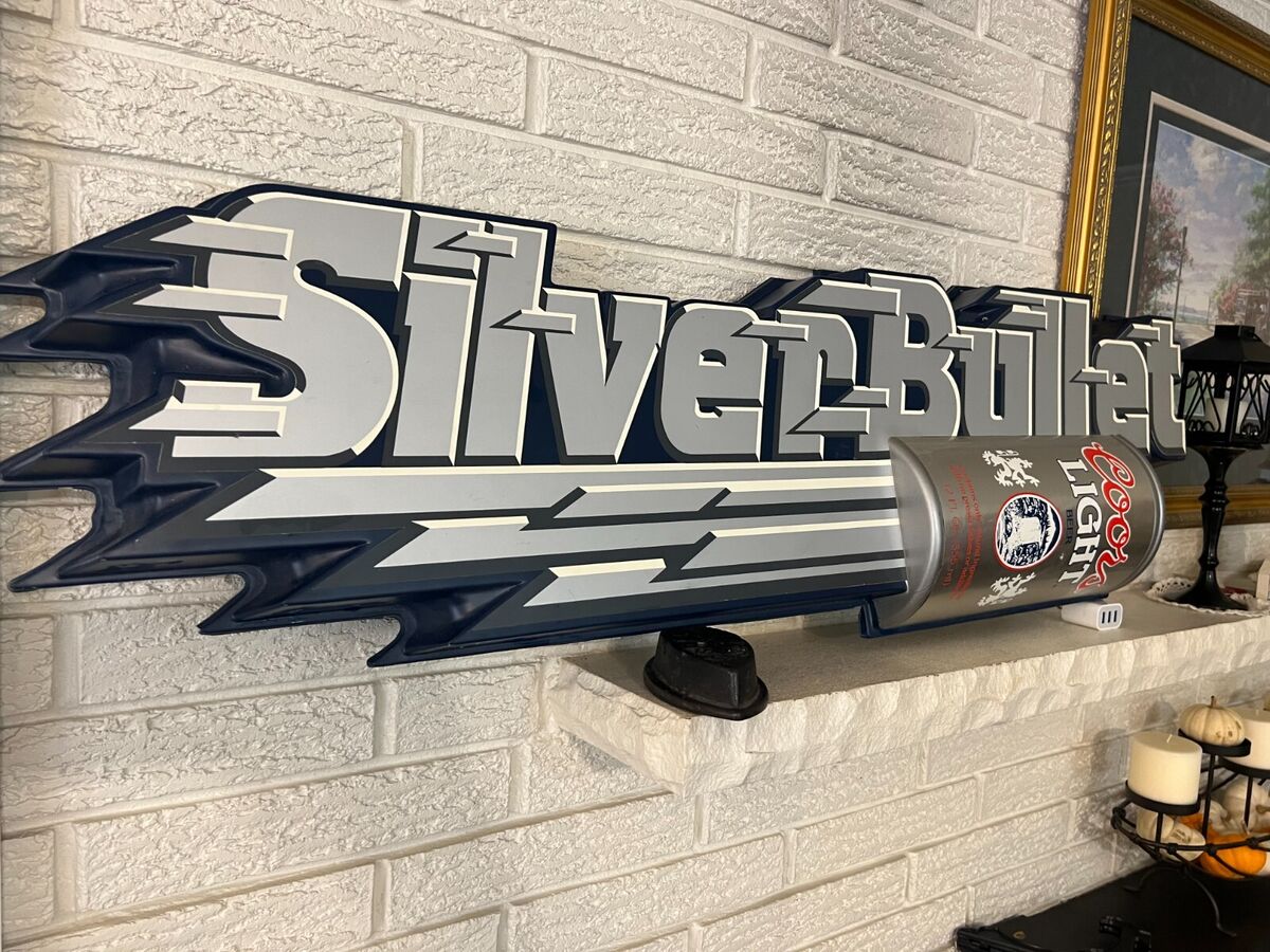 Rare Large Coors Light Silver Bullet Sculptured LOgo Sign Rare Large Coors Light Silver Bullet Sculptured LOgo Sign