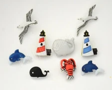 On the Cape / Lighthouse ~ Dolphins ~ Whales ~ Sea Gull / Nautical Shank Buttons