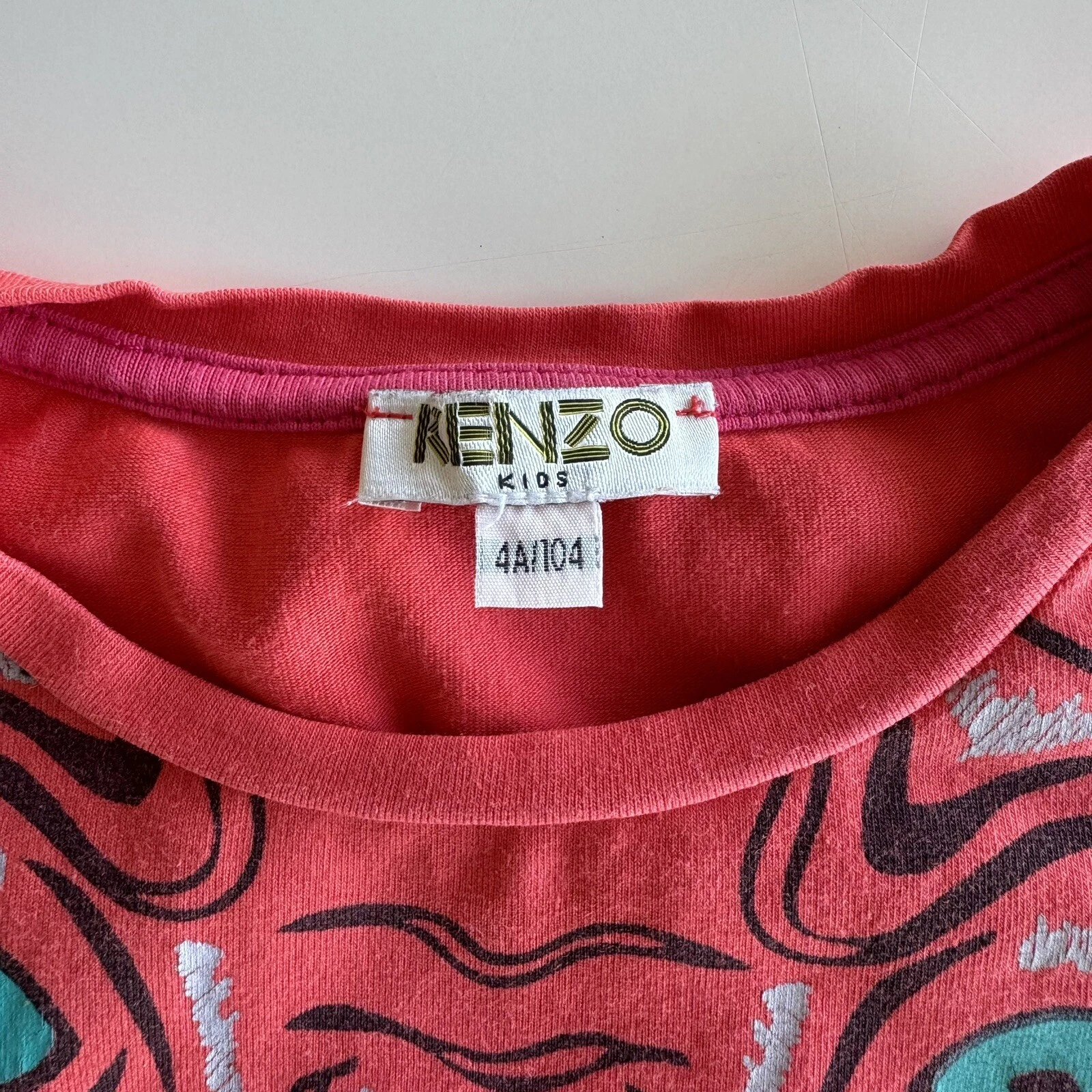 Kenzo Vestito Bambino Arancione Età 4 Anni Bambina Vestito Tigre Kenzo Tigre Vestito Arancione