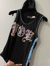 Y.O.U.BRAND MADE FRANCE SPARKLE DESIGN BLACK COACHELLA PARTY HOODIE TOP M