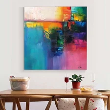 hand painted Oil Painting Abstract Contemporary  Canvas wall art Blue