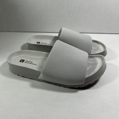 White Mountain Gray 7 Medium Leather Sole Slip On Flops