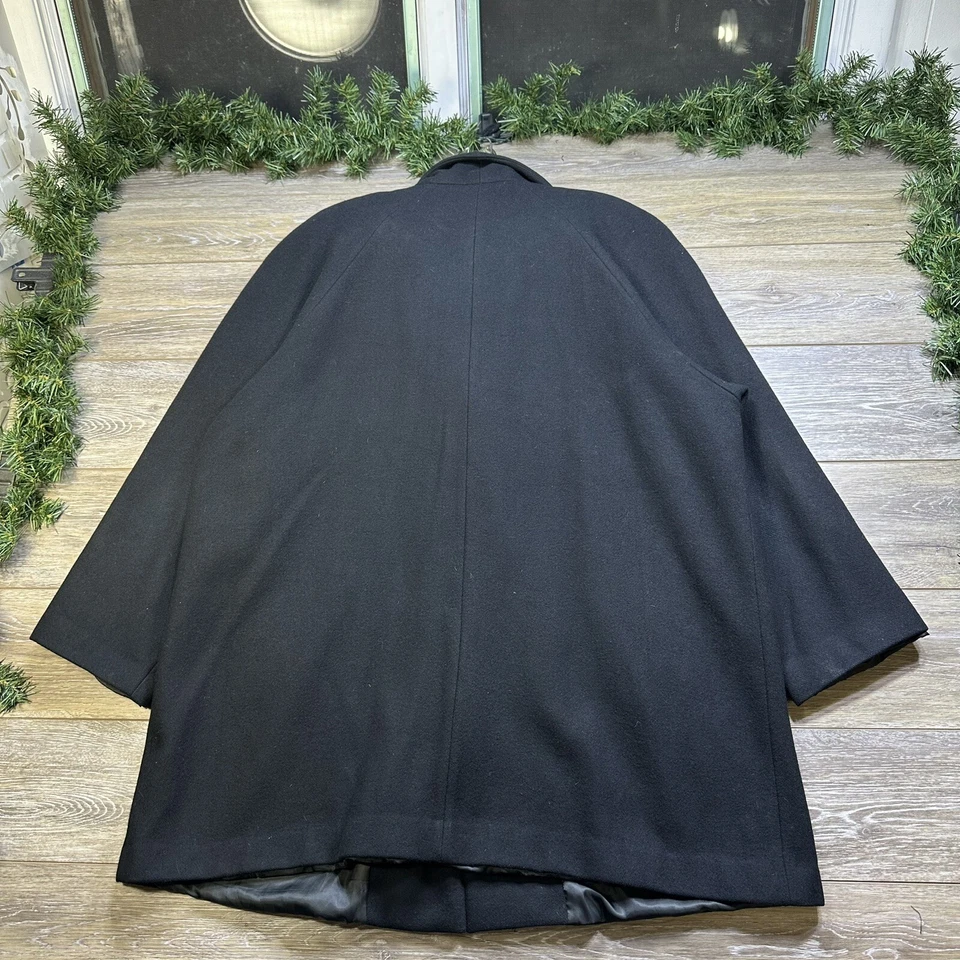 Шерстяное пальто размер XL очень большой женщин черный PeaCoat с подкладкой винтажный Stephanie Mathew - Изображение 2 из 4