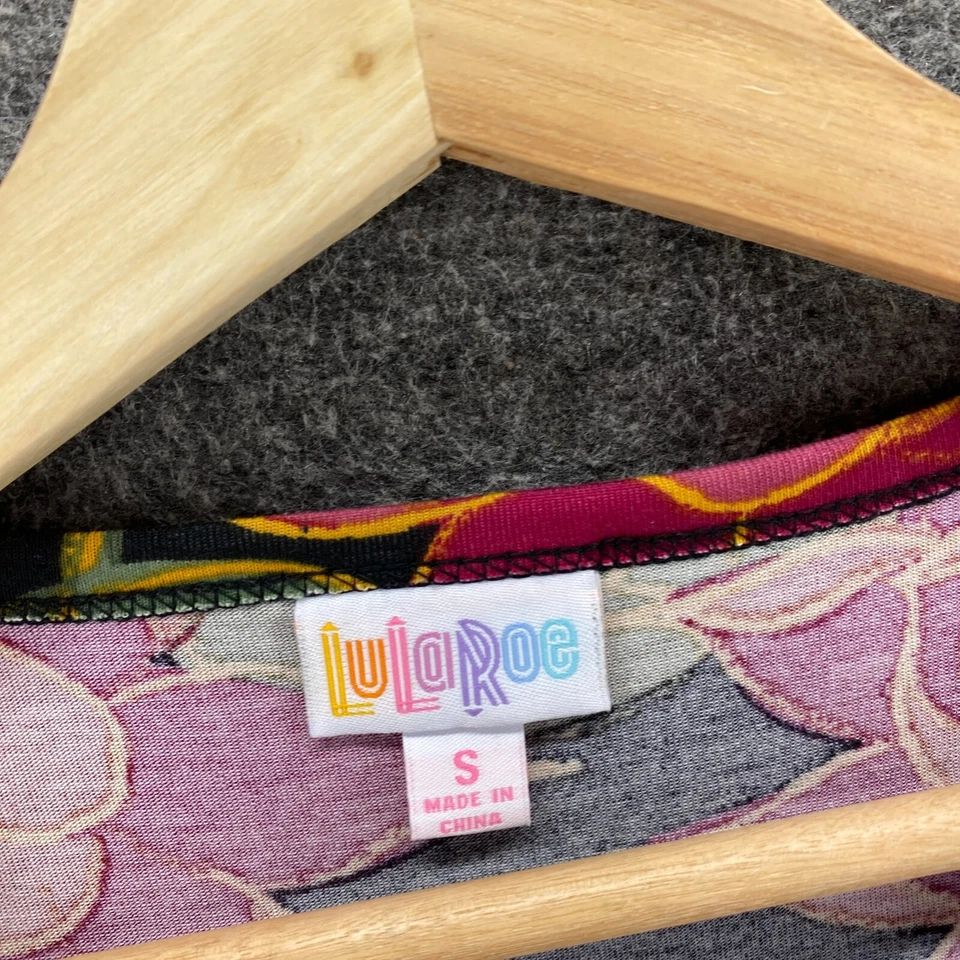 LulaRoe Dress Women S Small Black Floral Sheath Midi Short Sleeve Round Neck - Image 3 of 4