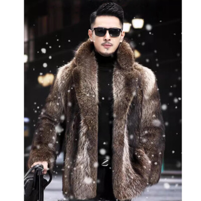 Mens Fur Coat Mink Coat Mid-length Imitation Fur Fox Fur Mink Fur