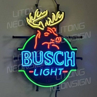 Deer Head Beer Neon Signs Real Glass Light Bar Pub Restaurant Wall Decor 19''x15''