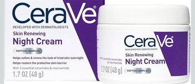 CeraVe Skin Renewing Night Cream, Niacinamide, Peptide Complex