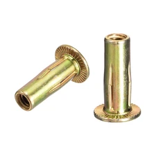 100pcs 1/4-20 Multi-Grip Rivet Nuts Pre-Bulbed Shank Insert Nut Gold Zinc