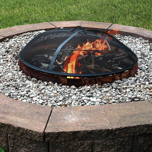 Sunnydaze Heavy-Duty Steel Mesh Fire Pit Screen - Fire Pit Spark Screen with Han - Picture 9 of 12