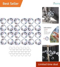 24pcs Clear Crystal Ball Prisms 20mm Rainbow Pendants for Windows Crafts