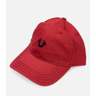 NEW True Religion Core Logo Hat Red Black TR2309T Horseshoe Cap