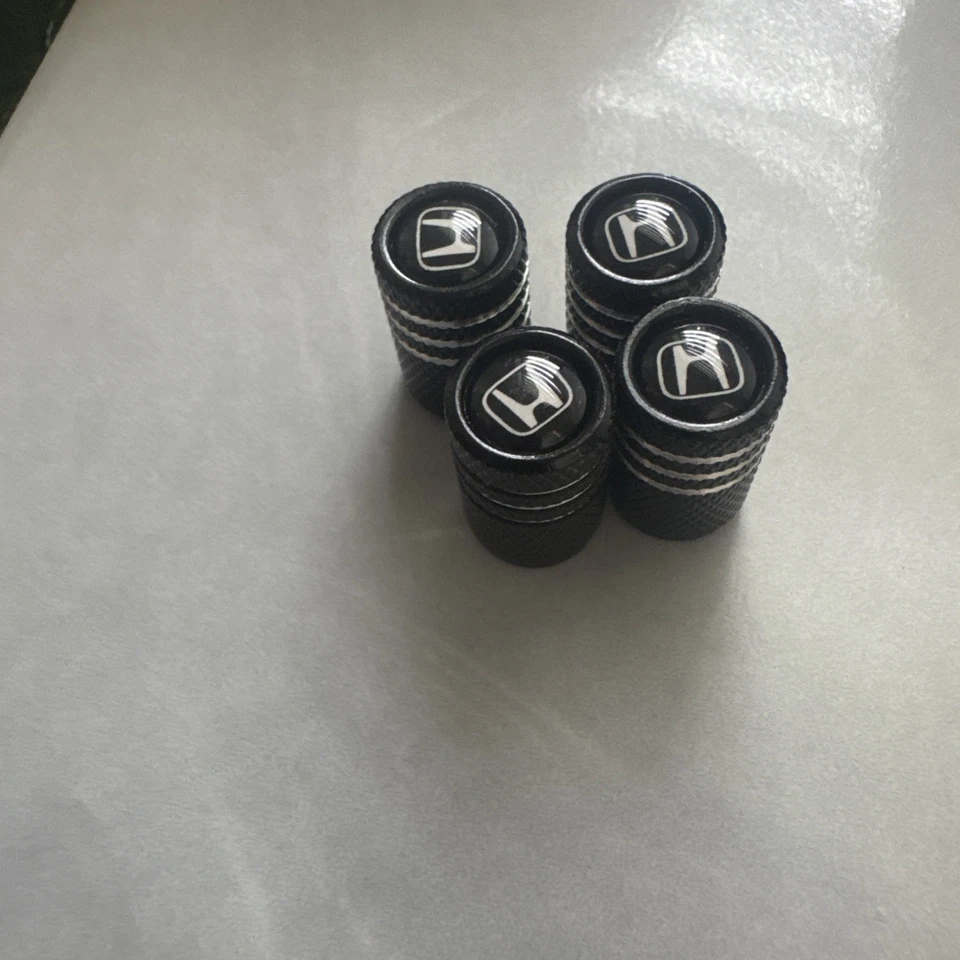 Cubiertas universales de tapa de vástago de válvula estilo Honda NEGRO metal coche camión 4 un. Foto 3 de 3