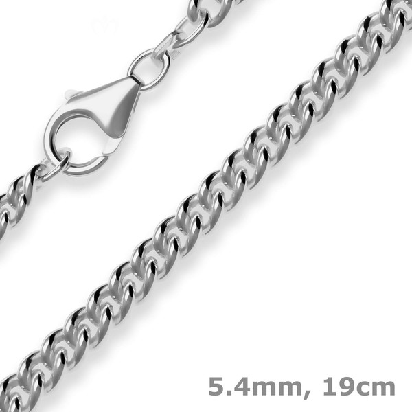 5,4Mm Armband Panzerkette Rund Armschmuck Aus 925 Silber Rhodiniert 19Cm-image