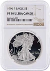 1996 P $1 Proof Silver Eagle NGC PF70 UCAM Brown Label