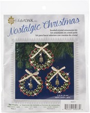 Solid Oak Nostalgic Christmas Beaded Crystal Ornament Kit-Ruby, Green  - 2 Pack