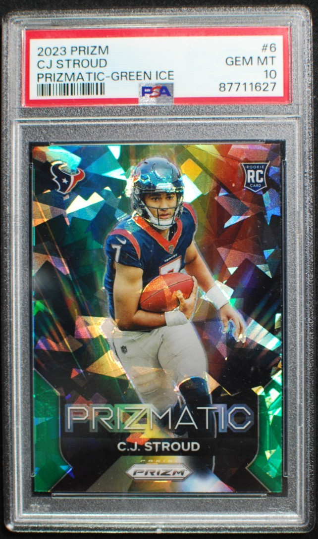 🌟 CJ STROUD - 2023 Panini PRIZM PRIZMATIC GREEN ICE PRIZM RC #6 - GEM PSA 10