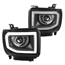 Blk Fits 2014-2018 Gmc Sierra 1500 2015-2019 2500Hd Led Bar Projector Headlights