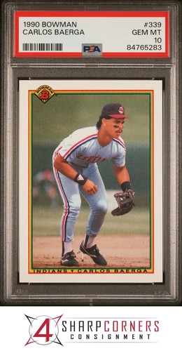 1990 BOWMAN #339 CARLOS BAERGA RC INDIANS PSA 10 - 第 1/2 張圖片