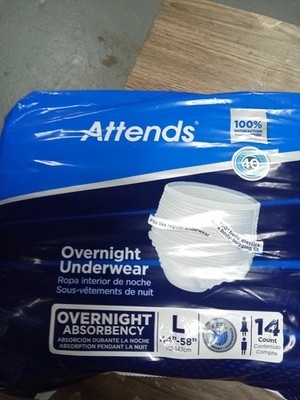  Attends Overnight Underware Size L 44 -58  Maximum Absorbency 292 Dt