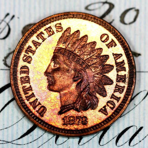 * 1873 CLOSED 3 * PRISTINE++ GEM PROOF INDIAN HEAD PENNY * FROM COLLECTION