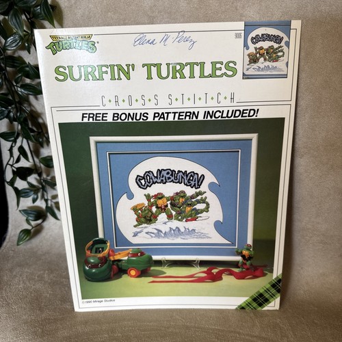 7 Teenage Mutant Ninja Turtles Cross Stitch Leaflets VTG 1990 Mirage Studios - Picture 2 of 8