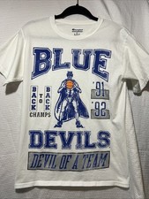 Vintage NCAA Duke Blue Devils Back to Back Champions Tee Shirt 91 92 White S