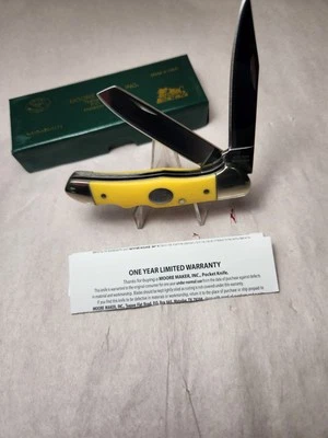 MOORE MAKER USA 3209DLB Double Lock back Copperhead Knife Yellow Delrin NIB