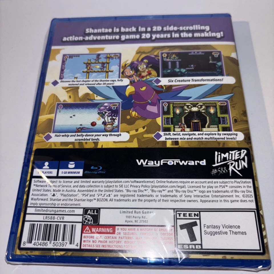 IN HAND! SHANTAE ADVANCE RISKY REVOLUTION LIMITED RUN GAMES PS4 ESRB BRAND NEW! - Image 4 of 4