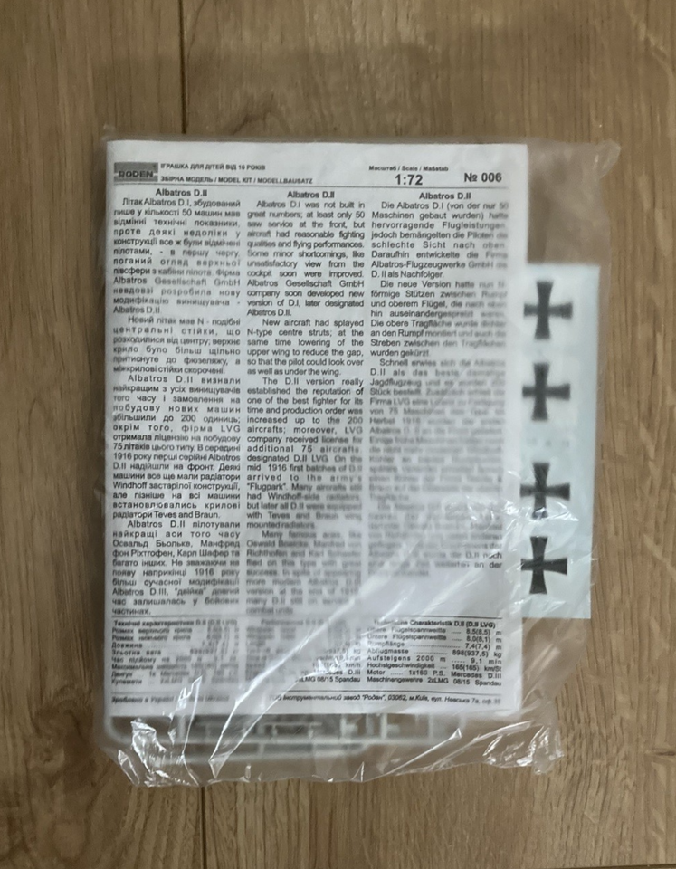 Roden 006 – Albatros D.II Modellino In Scala 1:72 – Kit Plastica Prima Guerra Mondiale - Foto 2