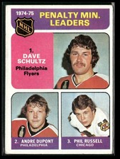 1975-76 Topps 74-75 Penalty Minutes Leaders #211 Dave Shultz, Dupont, Russell VG