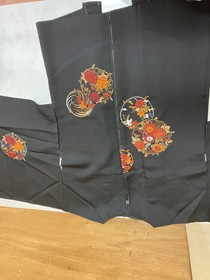 Japanese Vintage Haori Kimono Black Floral Traditional Jacket