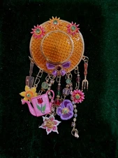 Vintage Lunch At The Ritz LATR 2GO Garden Hat Charms Brooch