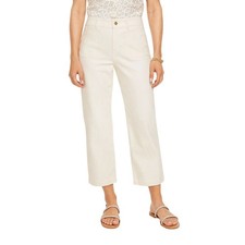 Talbots Stovepipe Ankle Jeans Size 14 Ivory Stretch Straight Leg Pants Classic