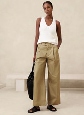 Banana Republic Womens Pants Pleated Front 12 Khaki Cotton Wide Leg NWT Inseam30
