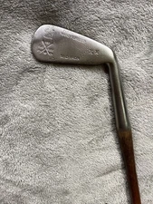 Antique Hickory Wood Shaft Rampant Lion Far And Sure Mid Iron Golf Club