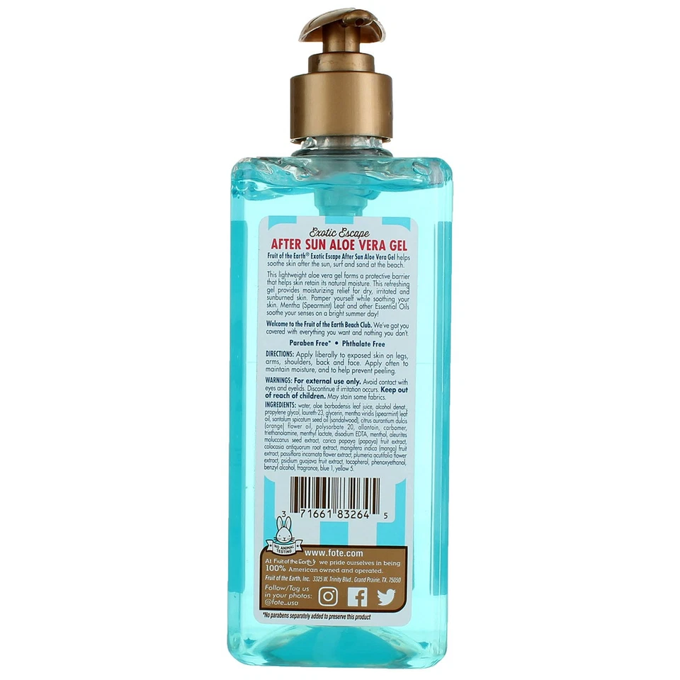 6 Pack Fruit Of The Earth Exotic Escape Aloe Vera With Mentha & Essential Oil... - Image 2 of 2