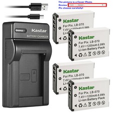 Kastar Battery Slim USB Charger for Kodak LB-070 PIXPRO S1 S-1 Pixpro AZ651 Zoom