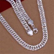 Fine 925 Sterling Silver 10MM Chain Necklace For Man Women Solid Fashion Jewelry