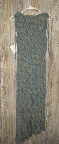 Vintage CDC NWT Teal Beige Paisley Print Sleeveless Dress Womens Sz 12 Romantic - Picture 13 of 13