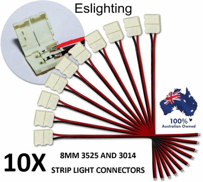 10x Connector Joining Joint Clip wire for 8mm LED Strip light 3528 2835 ...