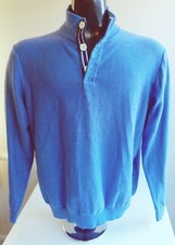 Vineyard Vines 1/4 Button Pullover Sweater Mock Neck Blue SZ MED Cotton