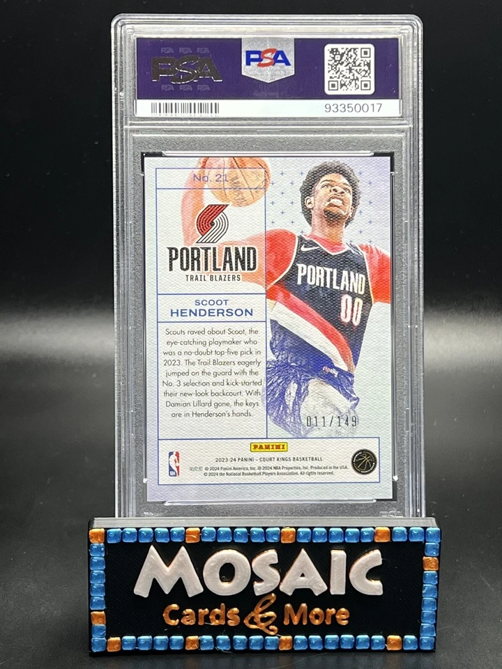 2023 Court Kings SCOOT HENDERSON Works In Progress Ruby /149 21 Rookie RC PSA 10 - Image 2 of 2