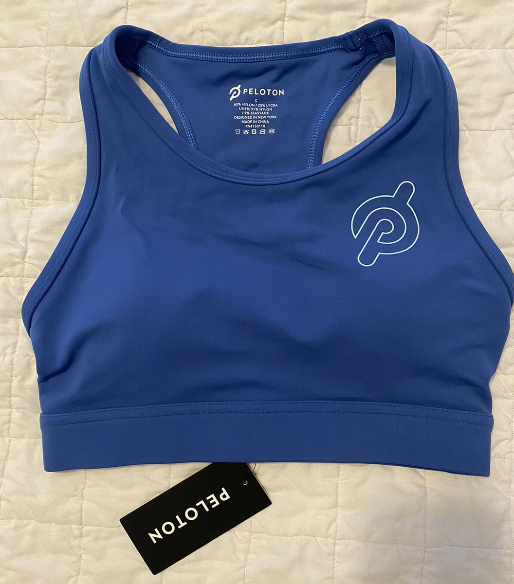 NWT $56 New Peloton Women's Small S Blue Pace High Neck Sports Bra