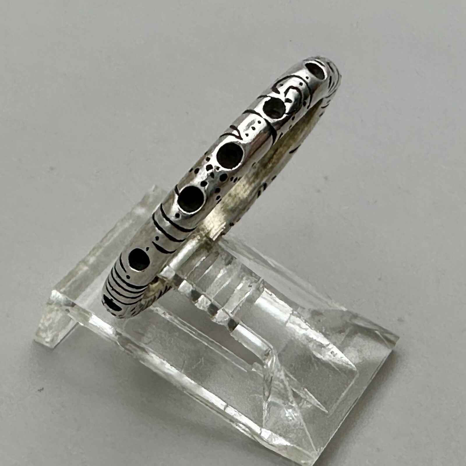 Artisan Boho Stackable Ring Signed Locke Sterling… - image 2