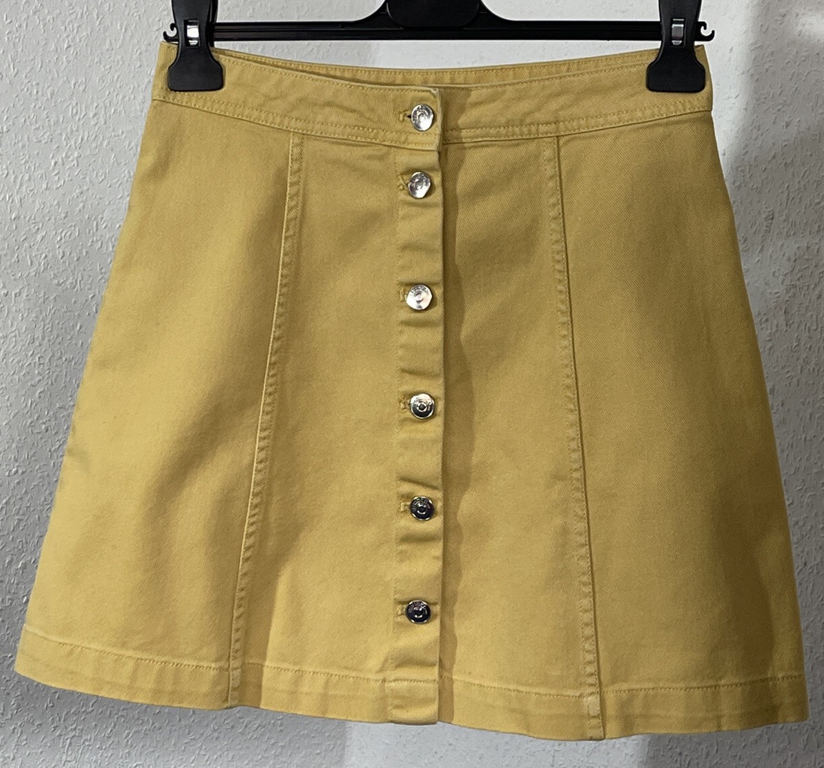 Jean Skirt Button Up Skirt Yellow H&M Size Skirt Denim Button Up