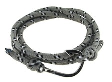 Nautical Fishhook Cord Wrap Bracelet Gray/White/Black white Stainless Steel